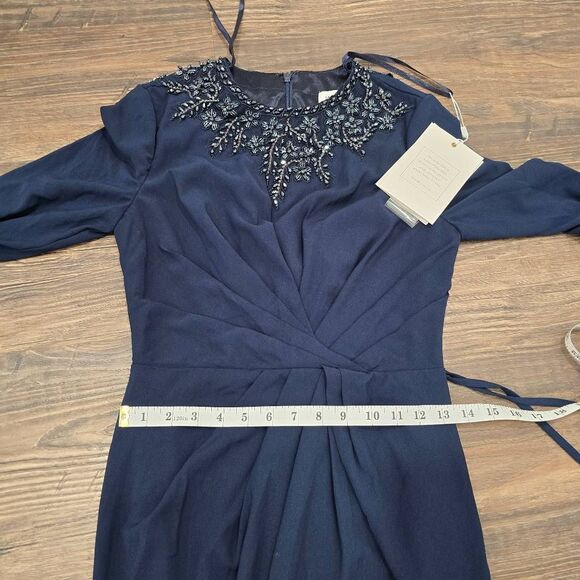 Mac Duggal 55713 Beaded Long Sleeve Gown Midnight Navy Size 2 NWT - Picture 14 of 15